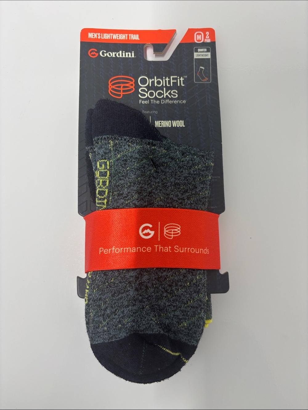 Gordini Mens 2 pair pack lightweight quarter trail sock grafton size Medium NWT